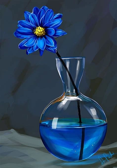 Lone blue flower blue water vase. 40 Easy Still Life Painting Ideas For ...