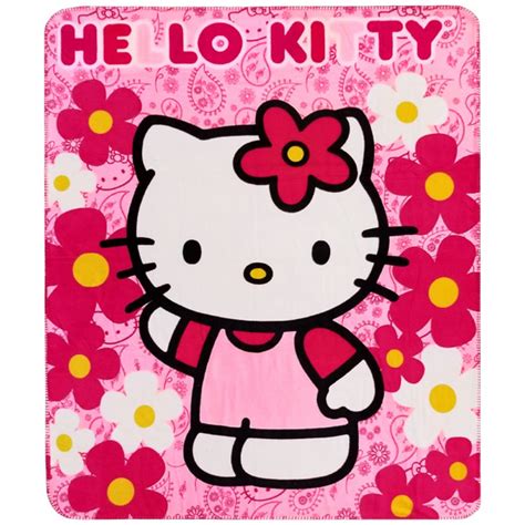 Hello Kitty Flower Pink Throw Fleece Blanket #70332 - Walmart.com