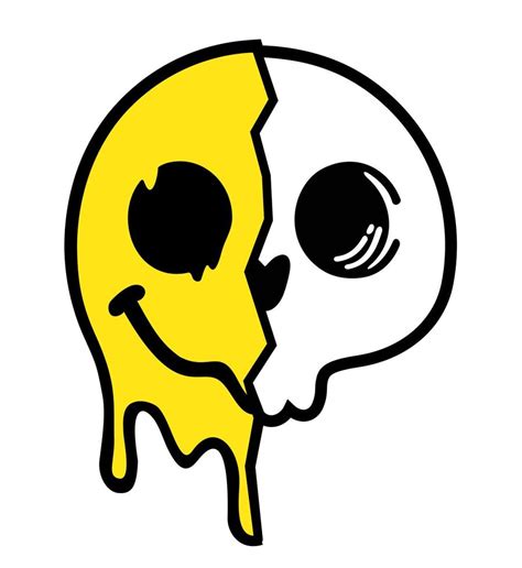 Smiling skull skeleton smiley face. Half skull emoticons, emojis. Retro ...