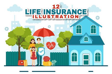 12 Life Insurance Vector Illustration