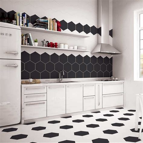 Black Hexagon Tiles Aspect Hexagon Tiles 330x285x9mm Tiles | White ...