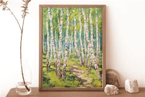 ART PRINT in a Birch Grove Oil Painting Vintage Birch Tree - Etsy