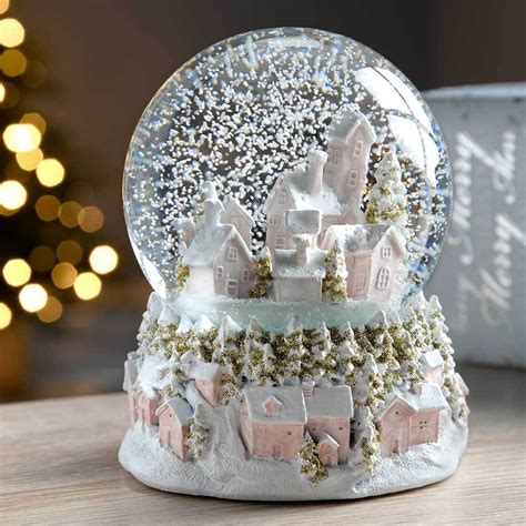 13 Cm WeRChristmas White And Gold House Snow Globe Christmas Decoration