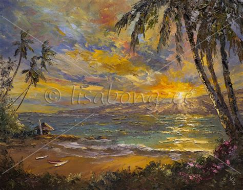 XtaSea (Hawaii Beach at Sunset) - Original Oil Painting - Maui Hands