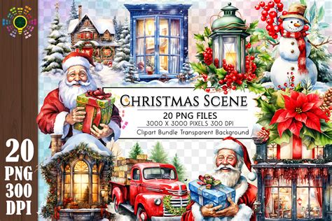 Watercolor Christmas Scenes Clipart Graphic by MICON DESIGNS · Creative ...