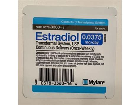 Estradiol Transdermal System, 0.0375 mg, Mylan (RX) Ingredients and Reviews