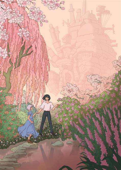 Howl's Moving Castle springtime fanart | Studio ghibli art, Ghibli ...