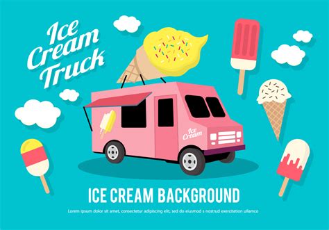 Flat Ice Cream Truck Vector Illustration 107442 Vector Art at Vecteezy