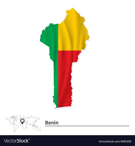 Map of benin with flag Royalty Free Vector Image