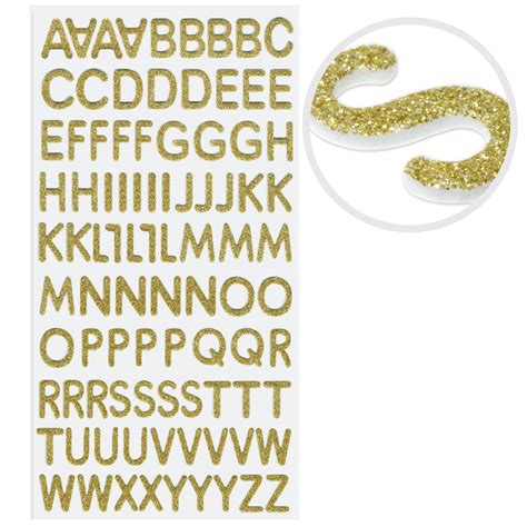 MultiCraft Paper Craft Sticker: Glitter Foam Alphabet Letters 19mm-Gol