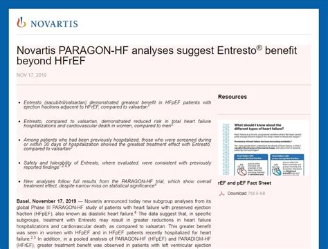 Novartis PARAGON-HF analyses suggest Entresto® benefit beyond HFrEF ...