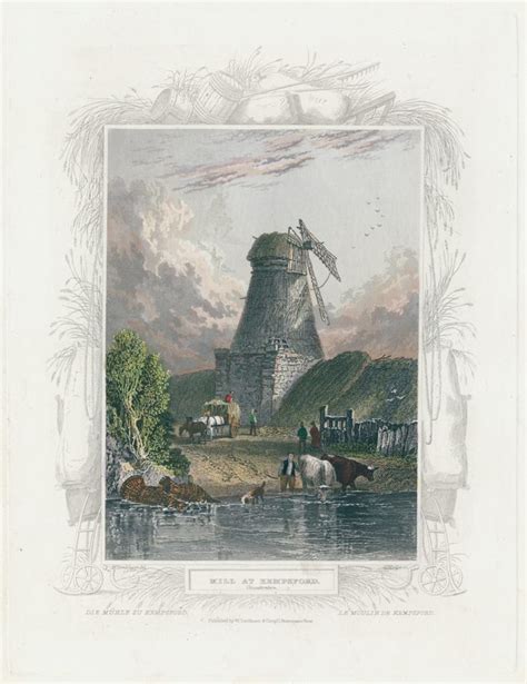 Old and antique prints and maps: Gloucestershire, Mill at Kempsford ...