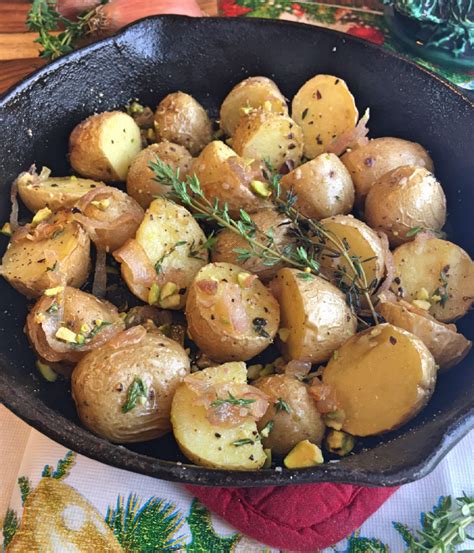 roasted yellow potatoes in shallot thyme pistachio butter 1 - Cindy's ...