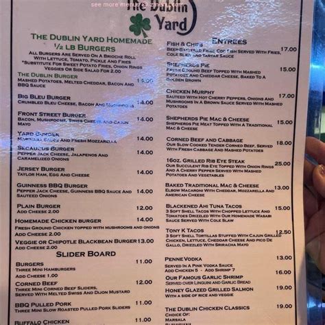 Online Menu of The Dublin Yard Restaurant, Secaucus, New Jersey, 07094 ...