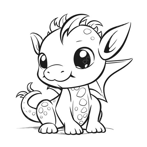 Cute Baby Dragon Coloring Pages Outline Sketch Drawing Vector, Dragon ...