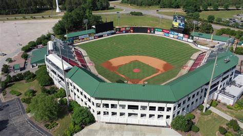 Aerial Drone View of Carolina Mudcats Baseball Stadium, Zebulon, NC ...