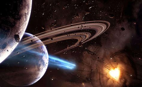 HD wallpaper: Explosion Space, Saturn, 3D, plants, astronomy, star ...