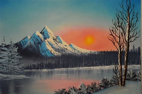 Snowy Mountain at Sunset Painting by Tina Zarichniak - Pixels