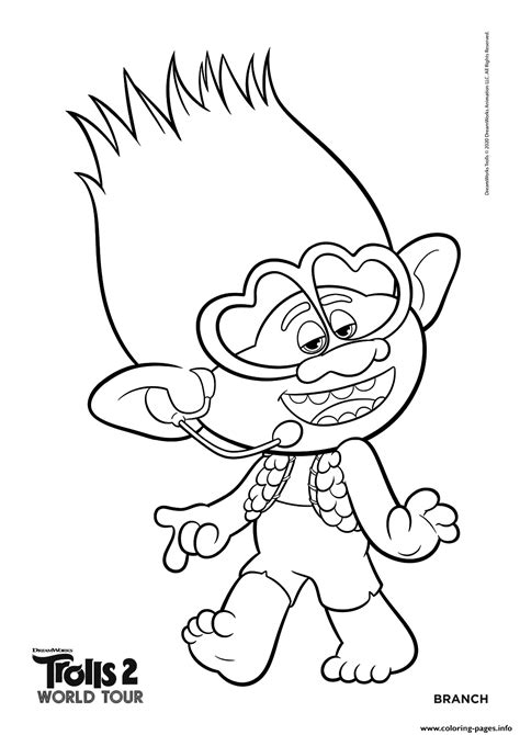 Trolls 2 Branch World Tour Coloring page Printable