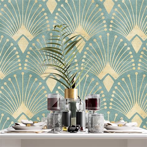 Art Deco Wallpaper Teal : Teal Art Deco Wallpaper | exactwall