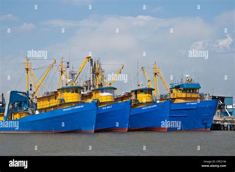 Menhaden Fishing Boats in Louisiana in the Gulf of Mexico Stock Photo ...