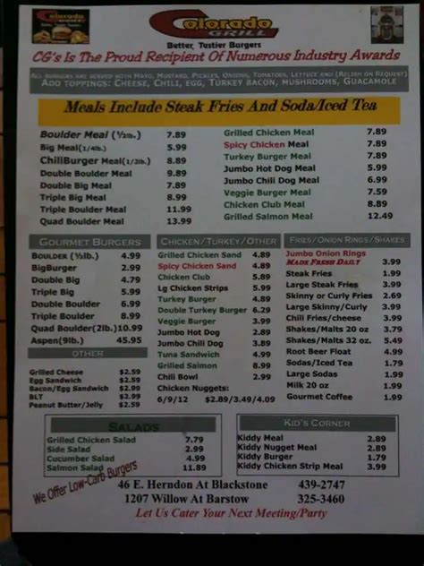 Colorado Grill Menu, Menu for Colorado Grill, River Park, Fresno ...