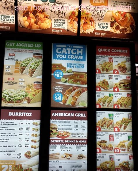 Menu at Del Taco fast food, Torrance, Hawthorne Blvd