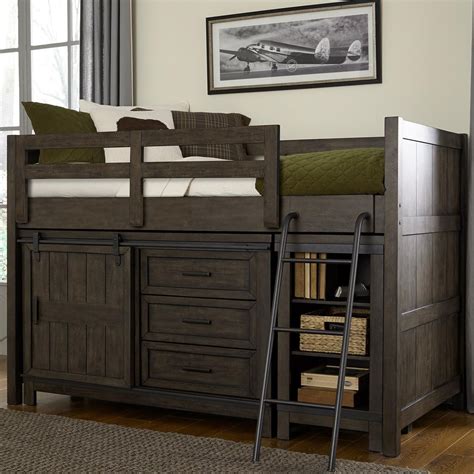 Liberty Furniture Thornwood Hills Rustic Twin Loft Bed with Dresser and ...