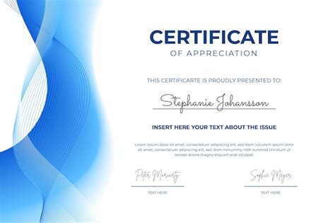 Free Vector | Gradient elegant certificate template with blue waves