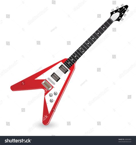 Red Electric Guitar Isolated On White Stock Vector (Royalty Free ...