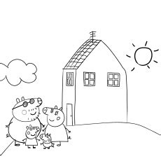 Cartoon Peppa Pig House Family