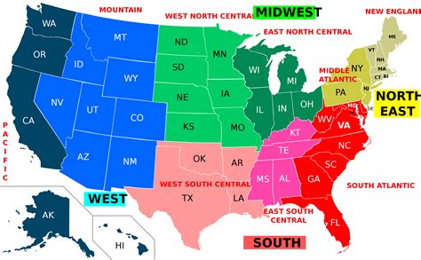 Map Of The Us By Region - Reyna Charmian