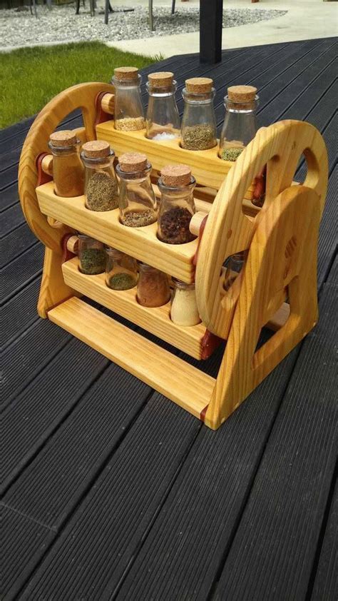 Amish Wood Kitchen Utensil Lazy Susan with Paper Towel Holder and Spice ...