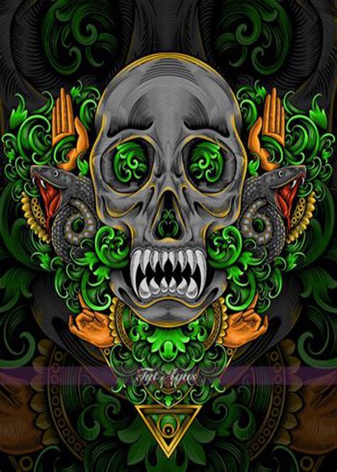 'green skull' Poster by DheYa Art | Displate