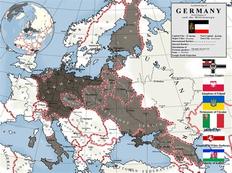 Map of Germany and the Mitteleuropa as of 1984, ( German Victory in WWI ...