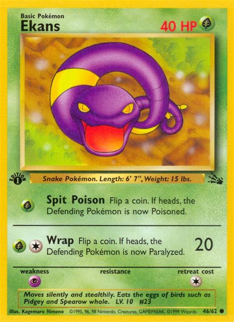 Ekans 46/62 - Fossil - Base Set - Pokemon Trading Card Game - PokeMasters