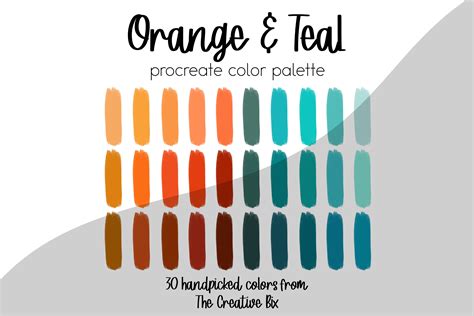 Summer Inspired Bright Procreate Color Palette Orange Teal Gold ...