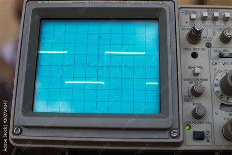 Oscilloscope signals a square wave on the display. instrument for ...