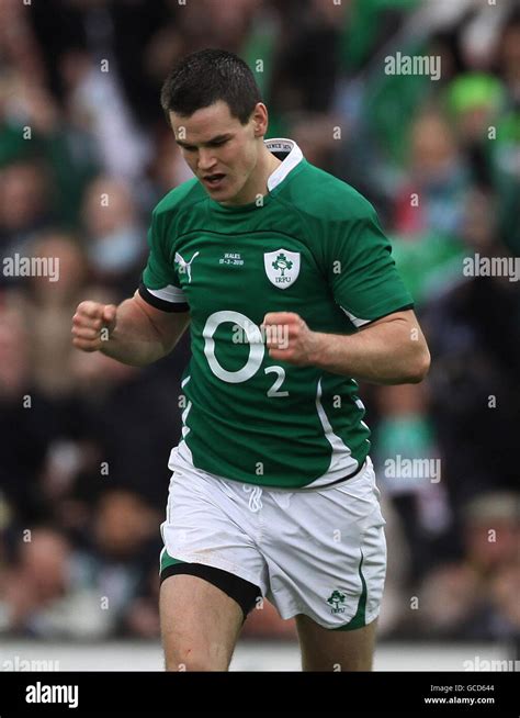 Irelands Jonathan Sexton celebrates after scoring a drop goal during ...