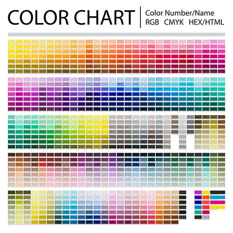 High Resolution Color Chart With Hex/HTML, RGB, and CMYK Color Codes ...