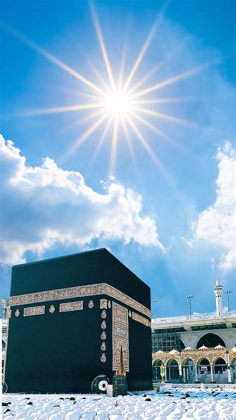 Kaaba Sharif with Sun, sky, islamic, kaaba sharif, HD phone wallpaper ...