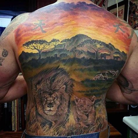 50 Lion Back Tattoo Designs For Men - Masculine Big Cat Ink Ideas