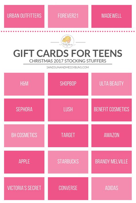 The Best Gift Cards for Teen Girls in 2017 | Sand Sun & Messy Buns