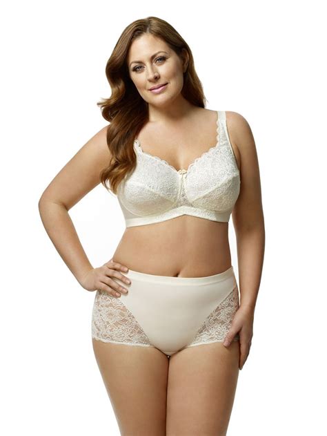 This Elila stretch lace softcup bra offers medium support and medium ...