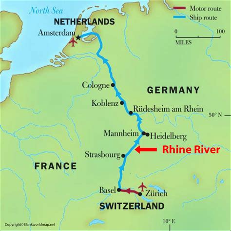 Rhine River Map | Rhine River on Europe Map