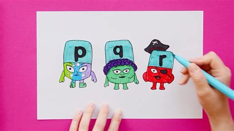 How to draw Alphablocks P, Q, R - YouTube