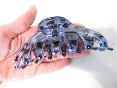 Extra large clear purple and black design hair claw clip - Hair Accessories