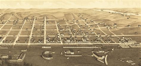 Mandan, North Dakota in 1883 - Bird's Eye View Map, Aerial, Panorama ...