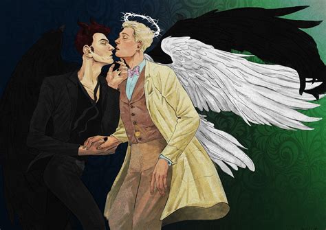 Aziraphale and Crowley | Good Omens #goodomens #art | Good omens book ...