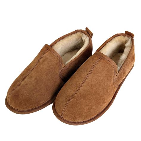 Deluxe Mens 'Liam' Sheepskin Slippers with Soft Sole - Chestnut ...